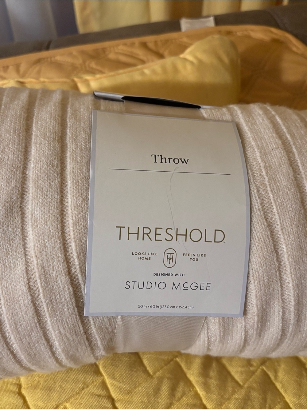 Threshold Studio McGee Cream Ribbed Throw Blanket